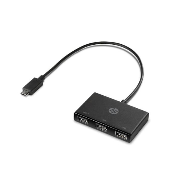 USB-C til USB-A hub - HP - Hub - 3 porte - Sort