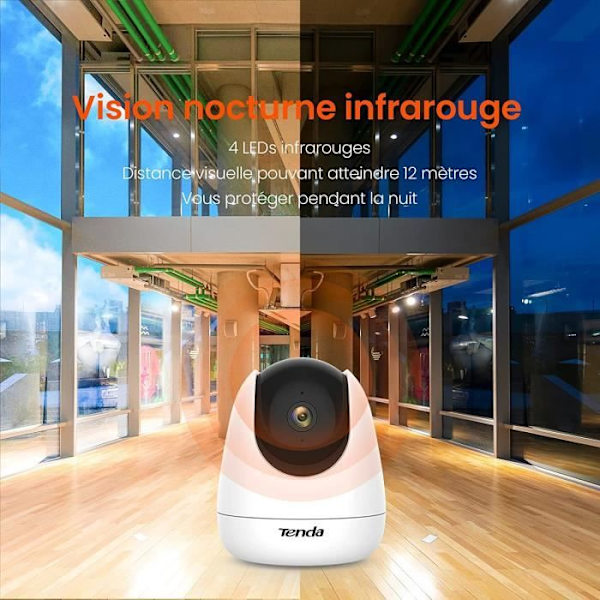 TENDA IP-kamera 1080P, kaksisuuntainen ääni, liikkeenseuranta, infrapuna-yönäkö, valvontakamera. CP3 VIT