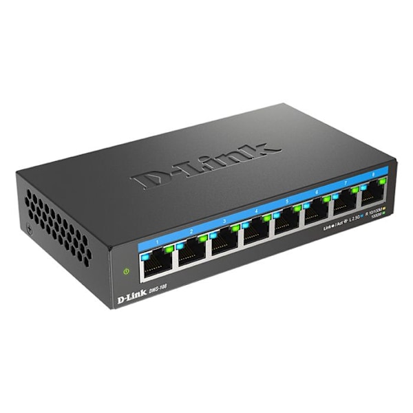 MISE EN RÉSEAU, Switch, Uafhængig switch, D-Link 8 porte multi-gigabit unmanaged Egenskaber LAN porte 8N Type og Sort