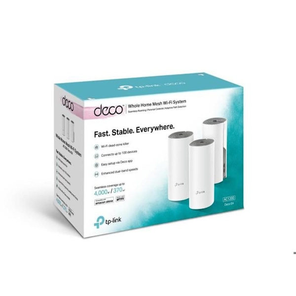 TP-Link Deco E4 WLAN-System Desktop DECO E4(3-PACK) Vit, Grå