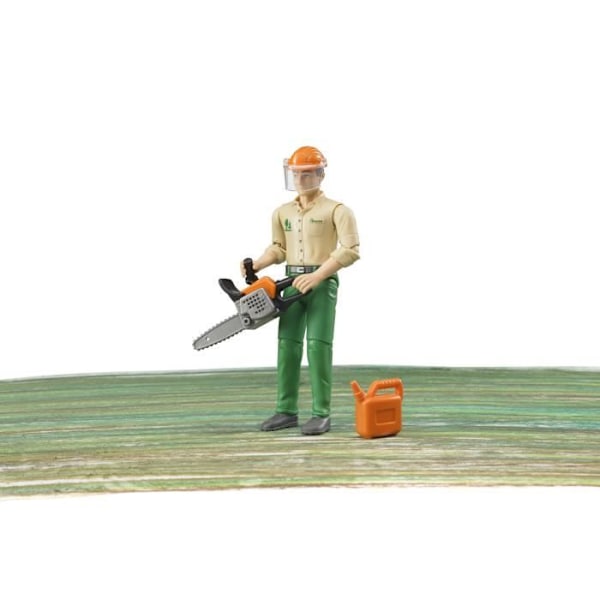 BRUDER skovhuggerfigur med skovbrugstilbehør - 10,7 cm