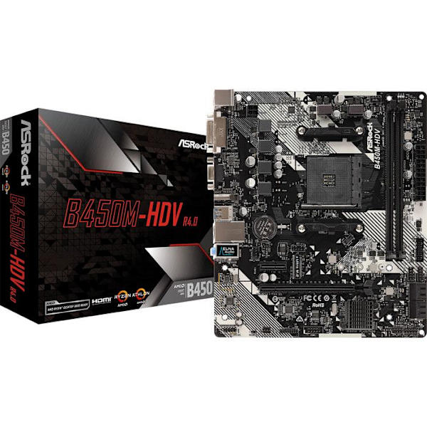 Äänikortti - ASRock - B450M-HDV R4.0 - Socket AM4 - Micro ATX - 32 GB RAM max