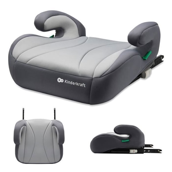 Lasten istuin I-SIZE 135-150 cm - KINDERKRAFT I-BOOST - Helppo asentaa tai isofix - Kevyt vain 2,5 kg - Harmaa