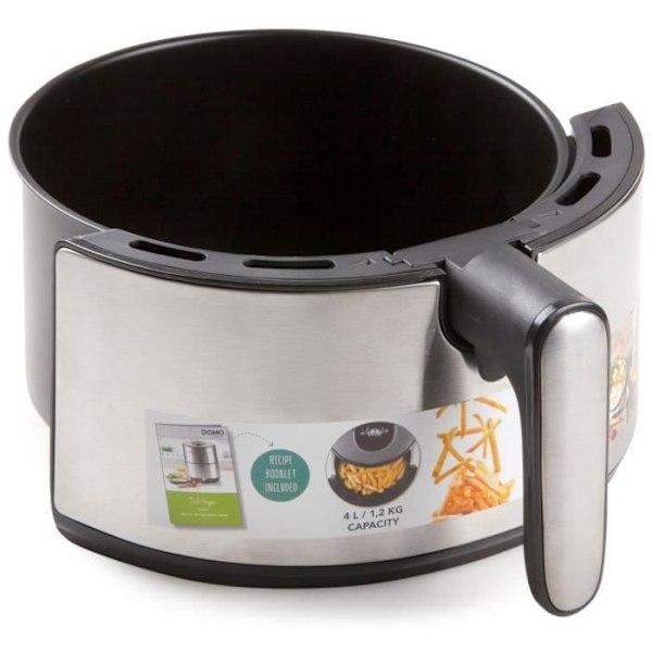 DOMO DO530FR - Deli-frituregryde 4L - Varmluftfriture - 1,2 kg - 80° til 200°C - 8 programmer - 60 min timer - LCD-skærm