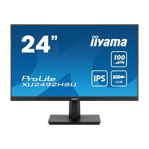 Iiyama XU2492HSU-B6 Office PC-skærm 24'' ULTRA TYND 1920x1080, 100Hz, IPS-panel, 250 cd/m², ACR, Højttalere, HUB-USB x4 3.2