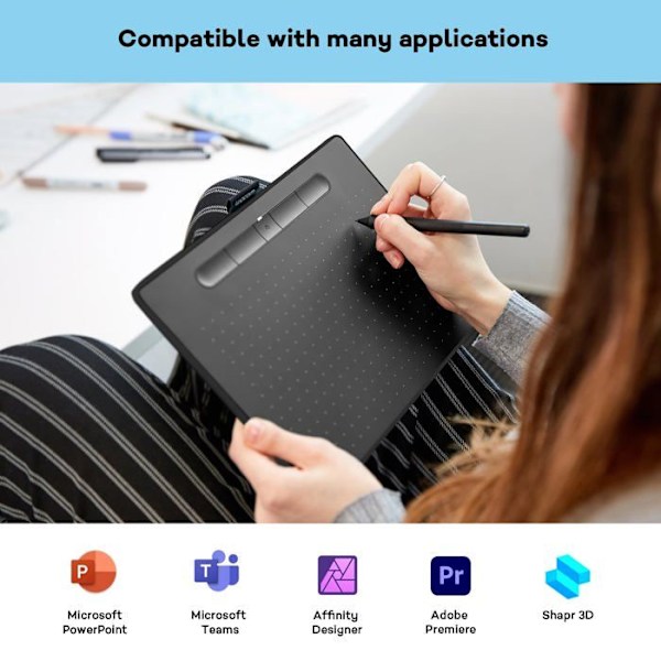 Wacom Intuos M Bluetooth grafiktablet - Kablet og trådløs - 216 x 135 mm - USB-Bluetooth - 0,25 mm pen sort