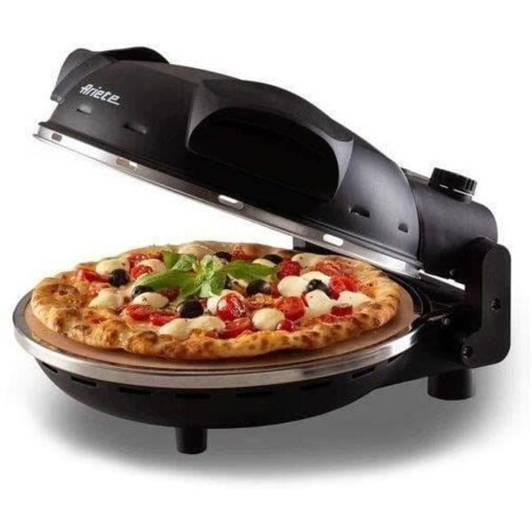 ARIETE elektrisk pizza - 917 - Sort - Ildfast sten - 1200W - Diameter 33cm - Max temperatur 400°C