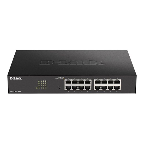 Switch - D-Link - DGS 1100-16V2 - 16 porte - Gigabit Ethernet - Intelligent styring Sort