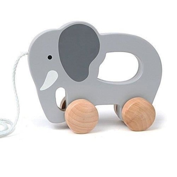 HAPE Træ Elephant Pull Toy - E0908 - Grå - 12 måneder - Blandet - Indendørs Flerfarvet