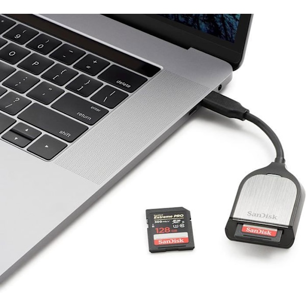 SANDISK Extreme PRO extern kortläsare - SD, SDHC UHS-I, SDXC UHS-I, SDHC UHS-II, SDXC UHS-II - USB-C