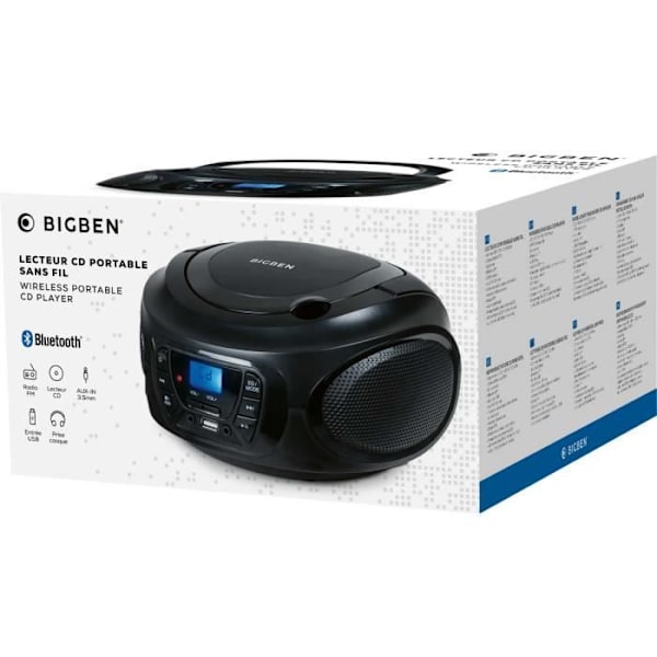 Kannettava CD-soitin - CD62NUSBBT - Musta - Bluetooth - USB - FM-radio