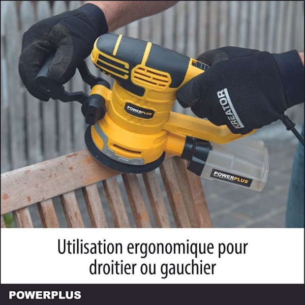 Powerplus Excentrisk Elektrisk Sliber på 450 W POWX0471 - 1 Støvpose, 3 Slibepapirer - 1 Kuffert Gul