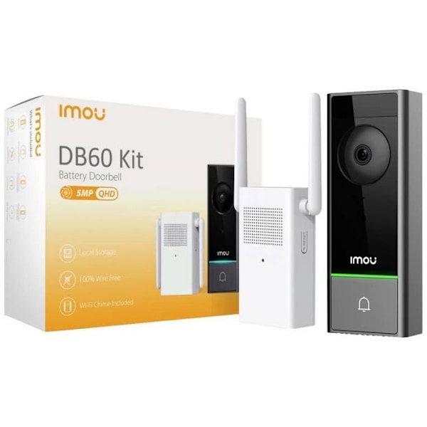 Videodørklokke - IMOU - DB60 - 5 MP - Nattesyn - Alexa-kompatibel