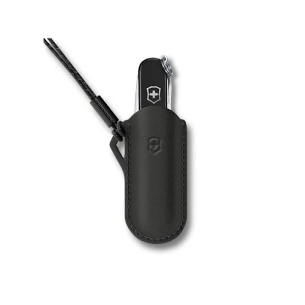 Victorinox “DARK ILLUSION” lædertaske til CLASSIC pennekniv, 70 x 39 x 4 mm, sort, med ledning.