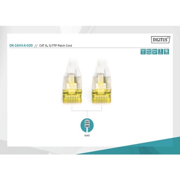 Patchkabel - DIGITUS - Kategori 6A S-FTP - 2 m - Grå - Ideel til computernetværk