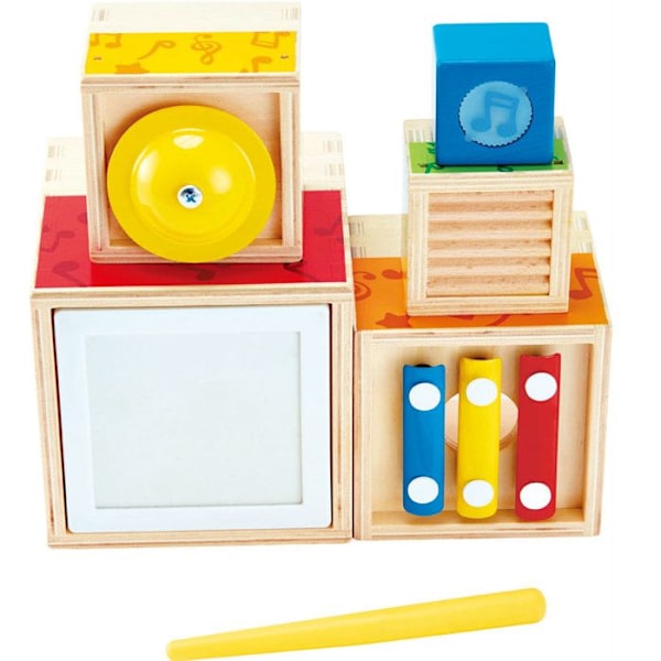 Häckande speldosor - Hape - 5 träinstrument - För barn från 18 månader Beige