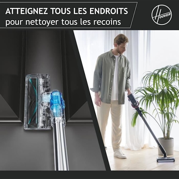 Trådløs kostestøvsuger - HOOVER HF410H - 190 W - Batterilevetid: 30 min - 0,7 L Urban Black og Magenta