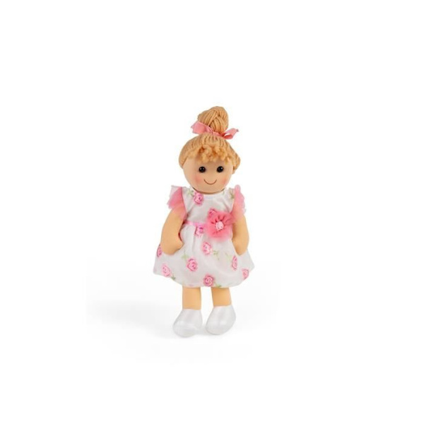 Pehmeä nukke - BIGJIGS - Megan - 34 cm - Vaaleanpunainen - Ihanteellinen halattavaksi ja leikkimiseen Lyserød