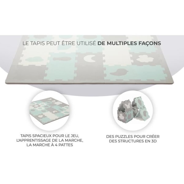 Tæppe skum puslespil 3D LUNO SHAPES - KINDERKRAFT - Gul - Unisex - 165 x 185 cm Gul