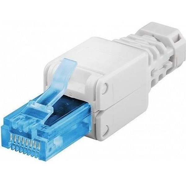 RJ45 HANSTIK - UKENDT MÆRKE - CAT6A - Montering uden værktøj - Bøjebeskyttelse - 3µ guldbelagt