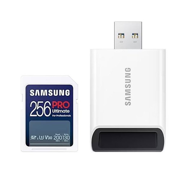 Muistikortti - Samsungin flash-muisti - MB-SY256SB/WW - SD-kortti 256 Gt SDXC PRO Ultimate (CL10) Lukijan vähittäismyynti