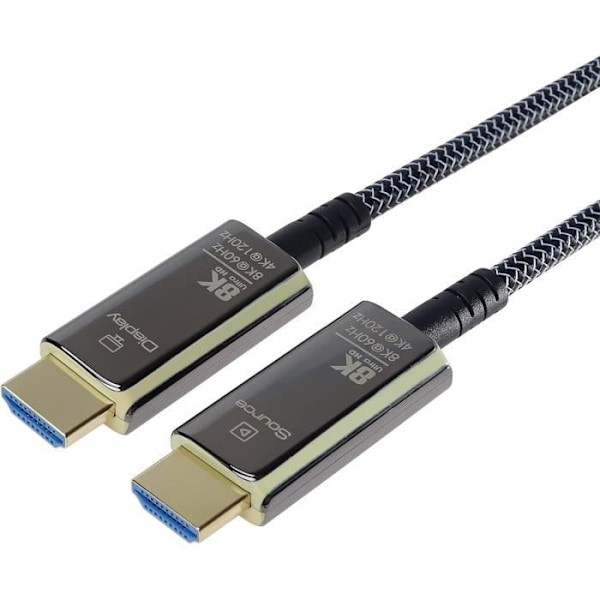 PremiumCord 8K Ultra High Speed HDMI 2.1 Fiber Optic Kabel Visuelt Aktiv, 48 Gbits, SortGuld