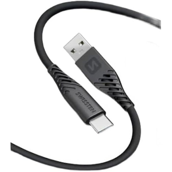 USB/USB-C-kaapeli - SWISSTEN - Pehmeä silikonomalli - 1,5 m - Nopea lataus 60 W - 3 A