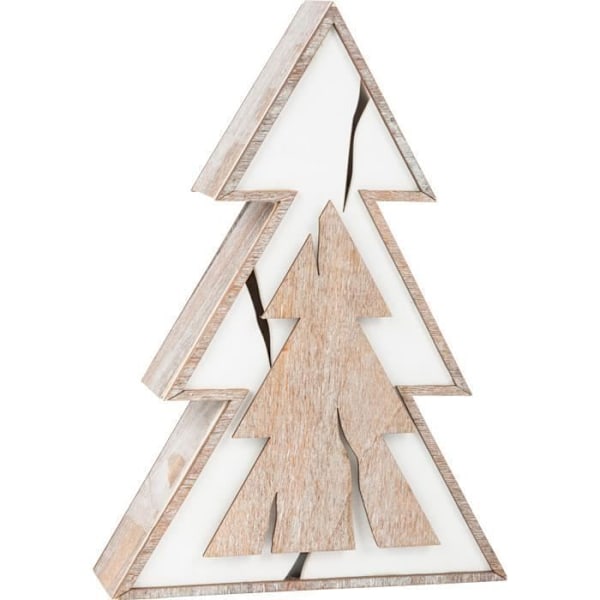 Dekorativt træ - Shabby Chic design - Massivt træ - LED - Beige - Indendørs