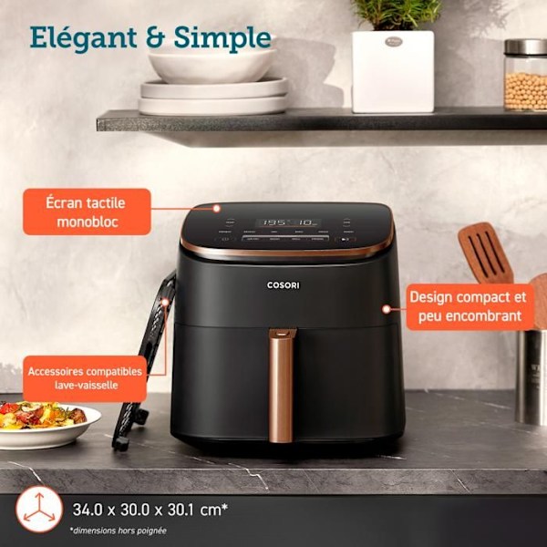 COSORI Fritøs uden olie Turbo Blaze Chef Edition 6 liter sort
