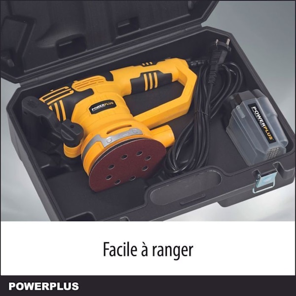 Powerplus Excentrisk Elektrisk Sliber på 450 W POWX0471 - 1 Støvpose, 3 Slibepapirer - 1 Kuffert Gul