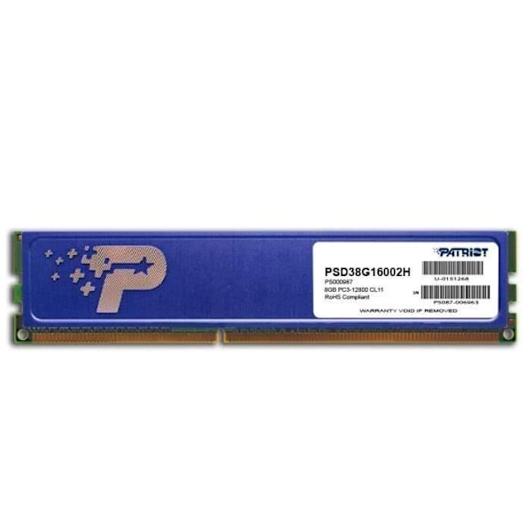 DDR3 PATRIOT MEMORY hukommelse - 8 GB PC3-12800 (1600MHz) DIMM - 2 x 4 GB - CAS 11 latency