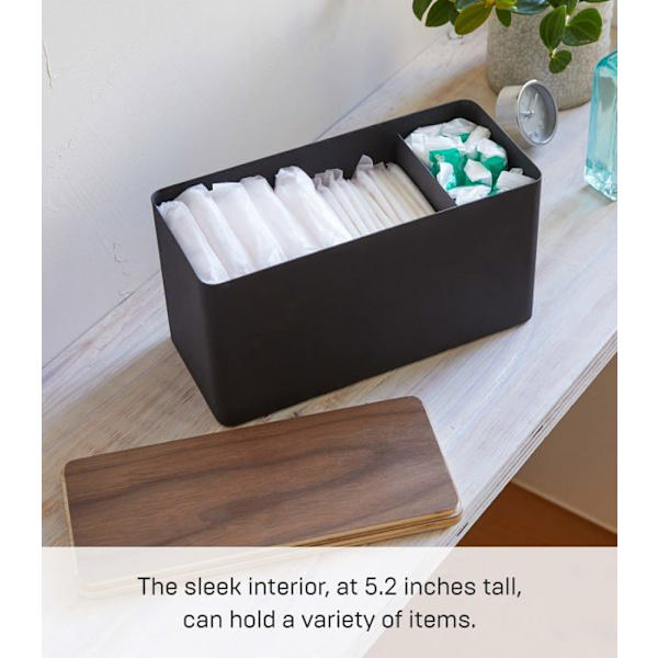 Dekorativt objekt Yamazaki hjem - 4807 - | Stål + Træ | Opbevaringstaske, sort, One Size