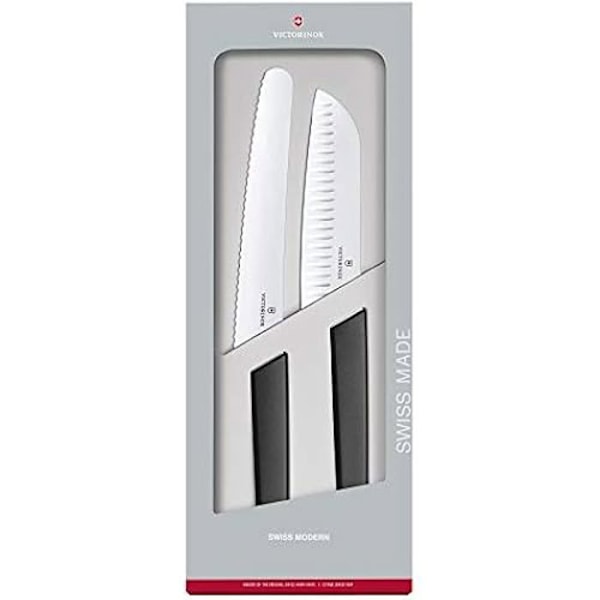 Sæt med knive - VICTORINOX - Swiss Modern - 2 dele - Brødkniv - Santoku kniv - Rustfrit stål Flerfarvet