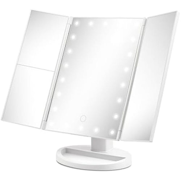 Spejl til Makeup - GIRMI - BE05 - LED-lys - Forstørrelse 1X/2X/3X - 180° Vinkel
