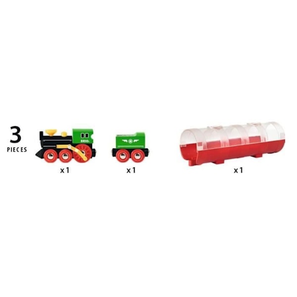 BRIO World Steam -juna ja -tunneli - Ravensburger - Sekoitettu 3-vuotiaasta alkaen - 33892 Grön