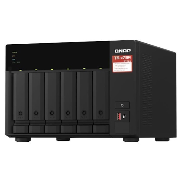 Lagringsserver (NAS) - QNAP - TS-673A-8G - AMD Ryzen fyrkärnig 2,5 GbE-processor