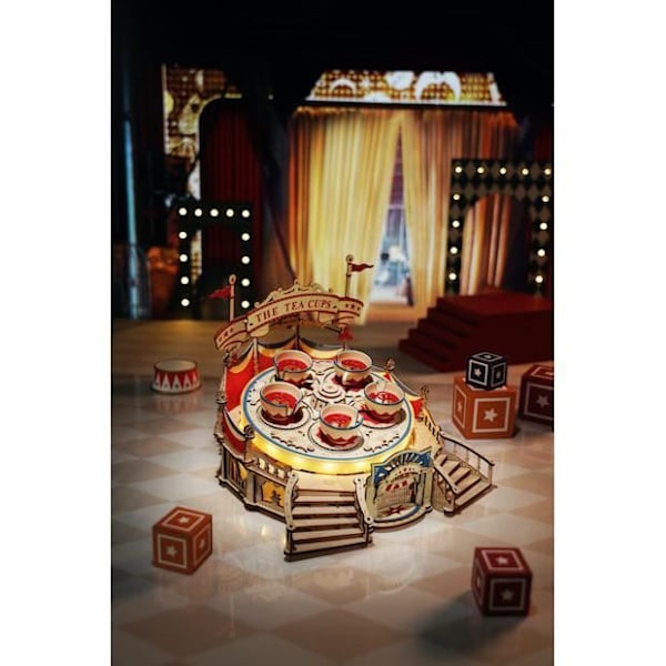 Rakennussarja - Robotime - Tilt-A-Whirl - Puu - 18 x 23 x 19 cm - 280 osaa