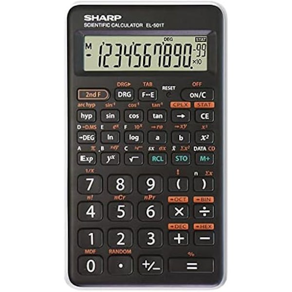Vetenskaplig miniräknare - SHARP - EL501T - 1 radskärm - 146 funktioner - Batteridriven Svart vit