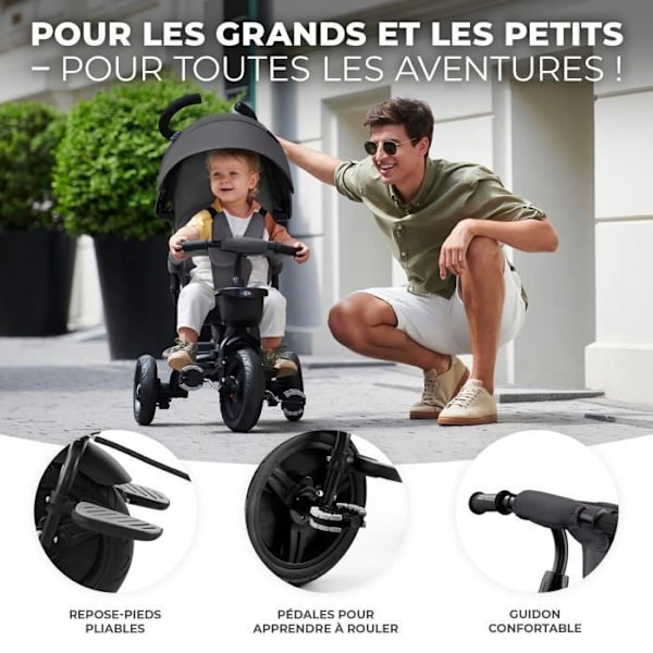 Tricycle udviklingsbar 3 hjul KINDERKRAFT Aveo - Fra 9 måneder til 5 år - Drejelig sæde - Mystic green Grøn