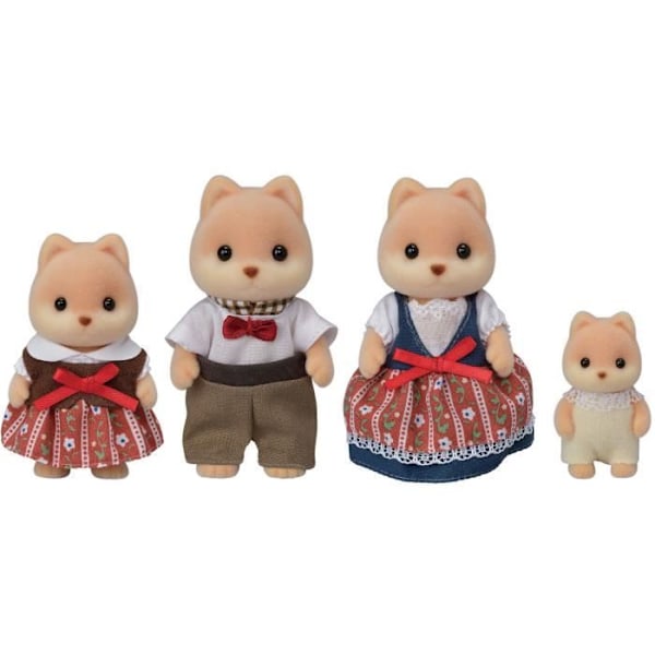 SYLVANIAN PERHEET - 5459 - Karamellikoiraperhe - 4 nivellettyä ja pukeutunutta hahmoa Flerfarvet