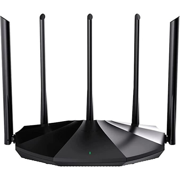 TENDA WiFi 6 Router, Dual Band WiFi Router, 1201 Mbps i 5 GHz, Nem konfiguration, 5x6 dBi Antenne, 4 Gigabit-porte, IPv6 Sort