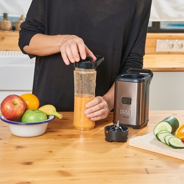 BLACK+DECKER BXJBA350E 350W blender, 2 600ml flasker, 4 knive i rustfrit stål