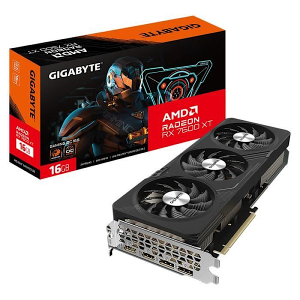 Gigabyte Radeon RX 7600 XT GAMING OC 16G - 16 GB GDDR6 - Dual HDMI/Dual DisplayPort - PCI Express (AMD Radeon RX 7600 XT)