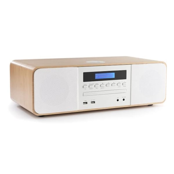Micro kæde - THOMSON - MIC201IDABBT - Bluetooth - DAB+ - Trådløs oplader Hvid, Træ