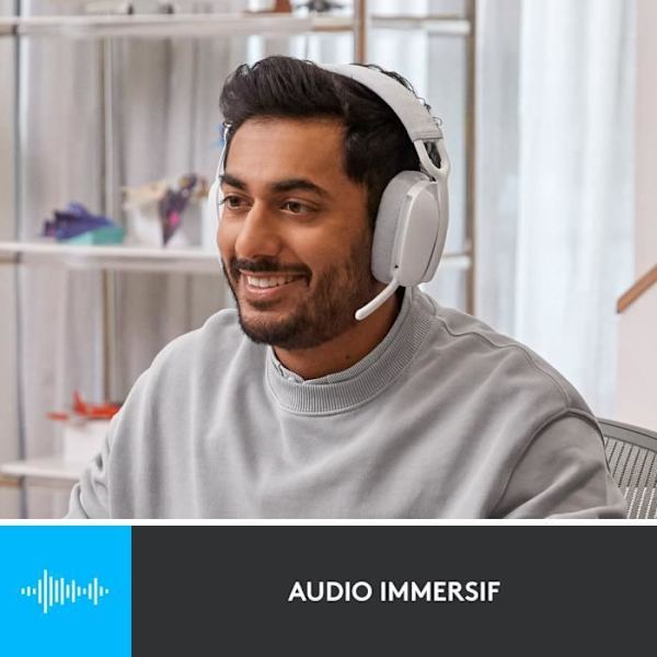 Logitech Zone Vibe 100 PC Headset Kevyet langattomat kuulokkeet melua vaimentavalla mikrofonilla - valkoinen
