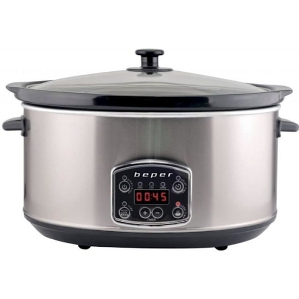 Mijoteuse - Inox - 4,5L - Numérique - 3 Asetusta - Lasikansi grå