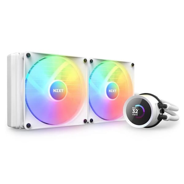 NZXT Kraken 280 RGB White - All-in-one 280 mm CPU:n vesijäähdytyssarja mukautetulla LCD-näytöllä