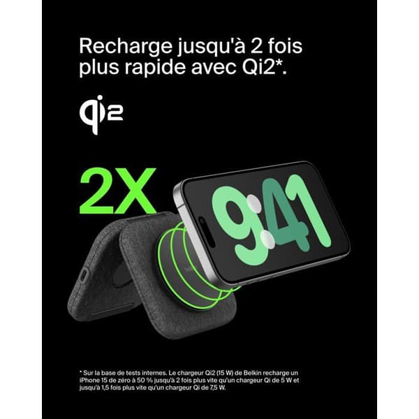Laddningsstation 2-i-1 - Belkin - BoostCharge Pro - MagSafe - Fällbar - Qi2
