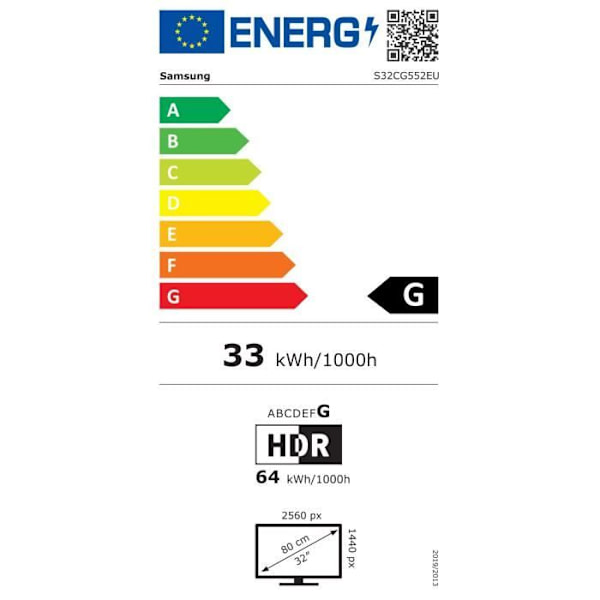 PC-skærm - SAMSUNG - G55C - 32" QHD - VA panel - 165Hz - 1ms - 1 HDMI 1 DP - Hovedtelefonstik - Sort