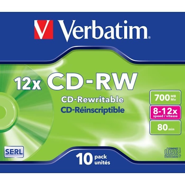 Verbatim CD-RW 12x 700 MB 10 stk.